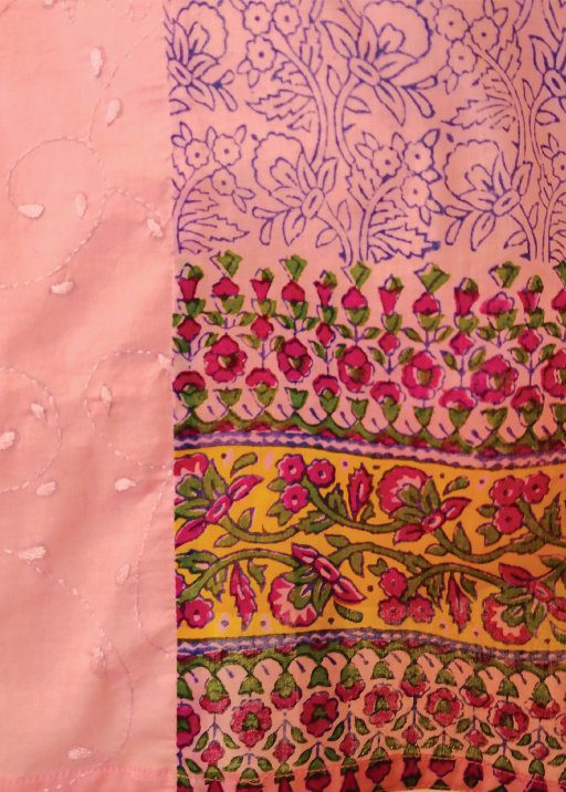 Pink Summer Block Print & Embroidery Panel Kurta (M)4_2